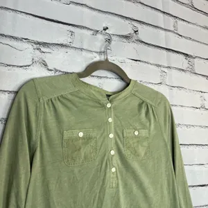 Lauren Ralph Lauren Green Button Blouse Longsleeve S Y2K Preppy Minimal Slim Fit thumbnail 3