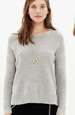 Madewell Textureworks Grey Ribbed Trim Knitted Crewneck Sweater Size S thumbnail 1