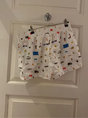 White Cotton Women's Sleep Shorts with Playful Multicolor Print thumbnail 2