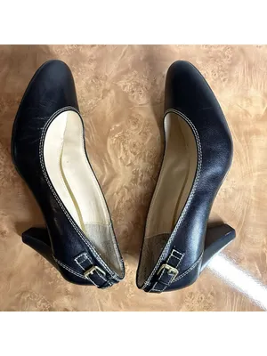 Lauren Ralph Lauren Salma Black Leather Pumps Buckle Detail Women's 8B thumbnail 4
