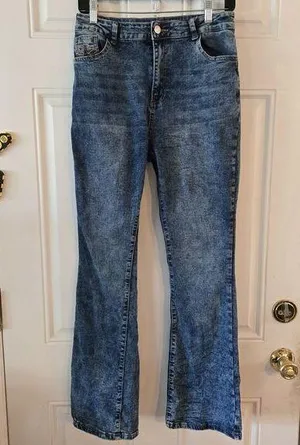 Bootcut Jeans Women's Size XL 30x29 HighRise Denim Acid Washed Super Stretch thumbnail 1