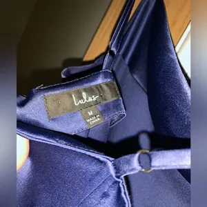 Lulu’s Hollywood Woman Navy Blue Satin Midi Dress thumbnail 6