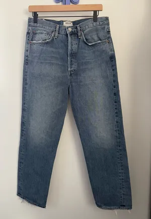 Agolde 27 90's Crop Mid Rise Straight Jeans Organic Hooked Relaxed Indigo Denim thumbnail 1