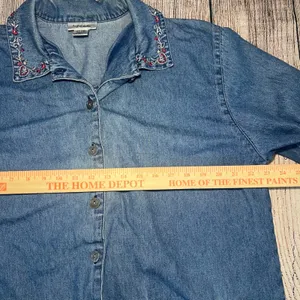 VTG 90s Teddi‎ Denim Button Up Jacket Embroidered Collar Pockets Blue Womens XL thumbnail 10