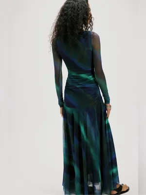 Free People Sunnei Mesh Maxi Dress in Deep Ocean Combo XS thumbnail 6
