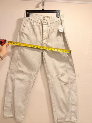 NWT We The Free Good Luck Mid Rise Barrel Acid-Wash Denim Jeans Off-White Sz 24 thumbnail 8
