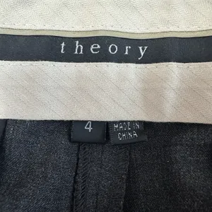 Theory Max C Trousers Womens 4 Charcoal Wool Blend Flare Mid Rise Professional thumbnail 6