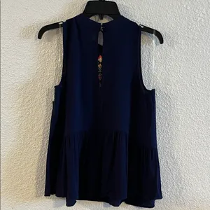 I.N. San Francisco Navy Embroidered Blouse thumbnail 6