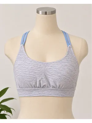 Lululemon Sports Bra Women’s Size 8 Gray Blue‎ Striped Criss Cross Straps thumbnail 8