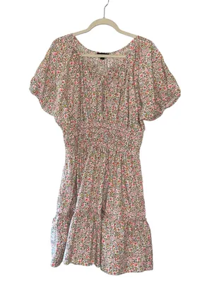 J.Crew Cinched Waist Puff Sleeve Floral Mini‎ Dress MT thumbnail 2