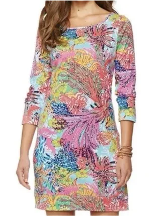 Lilly Pulitzer Marlowe Fishing for Compliments Colorful Floral Cotton Dress thumbnail 1