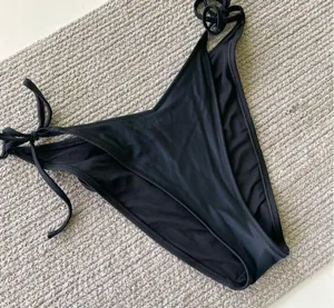 Aerie Black Tie Side Cheekiest Fit V Cut High Leg Bikini Bottom Size Medium thumbnail 3