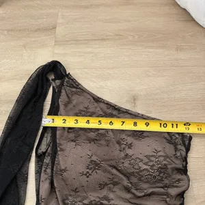 Black Lace Handmade Scarf One Shoulder Top Floral thumbnail 6