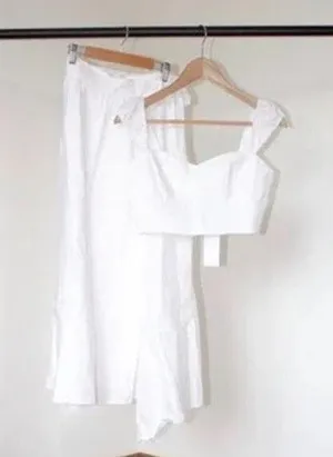 1HR SALE ⚡Reformation Clyde Linen Two Piece (White) thumbnail 1