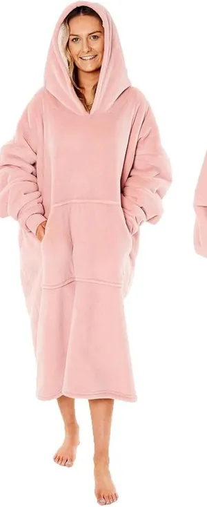 Snuggie pink fuzzy blanket hooded dress gown NWOT thumbnail 1