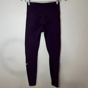 Lululemon purple fleece leggings with zipper thigh pockets WOMENS 6 thumbnail 5
