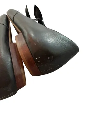 Video Black Pointed Toe Bow Mary Jane Leather Ballet Flats Cutout Size 7 Women's thumbnail 8