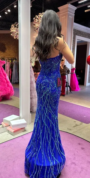 Rachel Allen Prom Dress Blue thumbnail 2