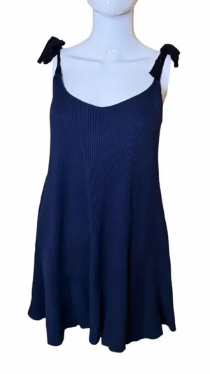 Zara Ribbed Tie-Shoulder Swing Mini Dress thumbnail 1