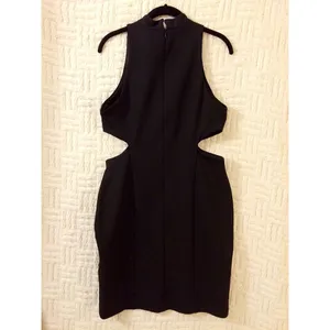 Topshop Cut Out Mini Dress Party Clubbing Large Black LBD US 12 thumbnail 5