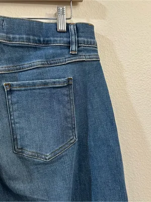 SPANX EveryWear Cropped Wide Leg Jeans in Stonewash Blue Size Large thumbnail 9