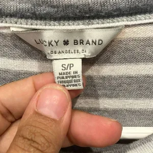 Lucky Brand Ruched Sleeveless Grey & White Stripe Maxi Dress Small #800 thumbnail 12