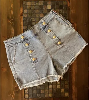 Vintage Y2K Cookie & Sebastian Light Wash Gold Button Denim Shorts size small thumbnail 1