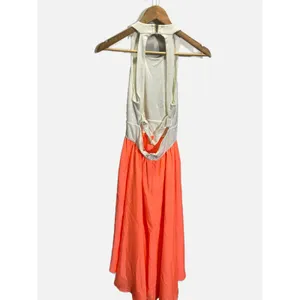 Hutch Hi-Low Dress Womens Small White‎ Coral Open Back Colorblock Summer Wedding thumbnail 3