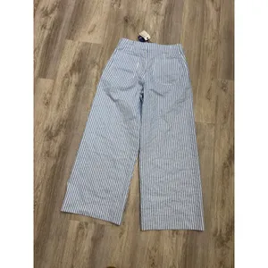Miou Muse Blue White Striped High Rise Wide Leg Pants New Size Medium thumbnail 4