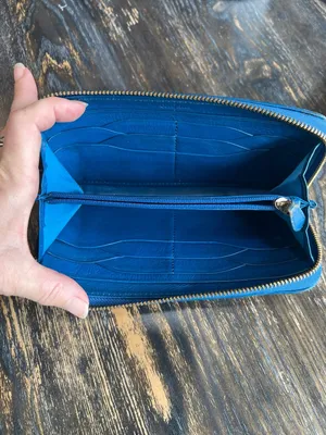 Cole Haan Blue Leather Zip Around Wallet thumbnail 8
