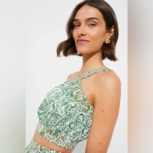 Hyacinth House Gina One Shoulder Crop Top Green Floral Cotton NWT Size S thumbnail 11