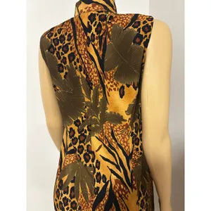 Y2K Olivia Rose Mixed Animal Tropical Print Sleeveless Midi Dress Gold Brown 8M thumbnail 3