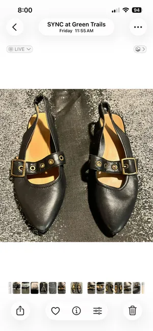 Womens sz 8.5 Vionic Elena Black Pointed Toe Slingback Mary Jane Flats thumbnail 3