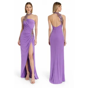 NWT Ieena for Mac Duggal 2227 Lilac Lavender One-Shoulder‎ Beaded Gown Sz 2 thumbnail 12
