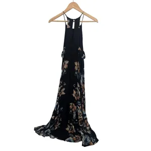 Free People Dress Womens S First Kiss Maxi Black Floral Halter EUC thumbnail 3