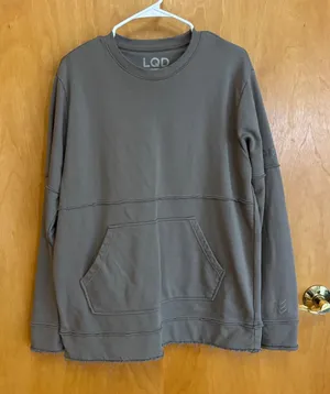 LQD MDM Pocket Crewneck Sweatshirt Gray‎ Womens Medium Raw Hem Detail thumbnail 1