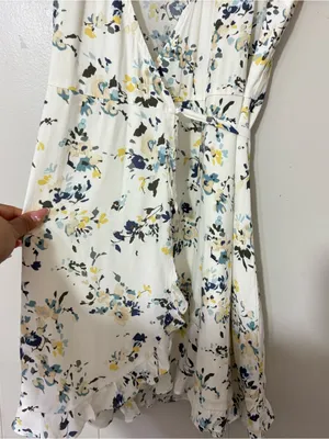 Abercrombie & Fitch Floral Faux Wrap Mini Dress XS White Blue Cottagecore thumbnail 8
