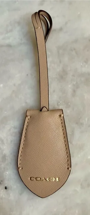 Coach Leather Hidden Keyring Pouch Charm / Key Fob (Beige/Tan) thumbnail 1