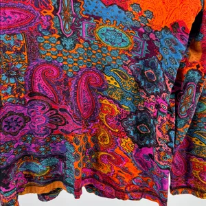 Chico's Colorful Paisley Women's Blouse beaded M/8 v-neck boho casual sequin thumbnail 6