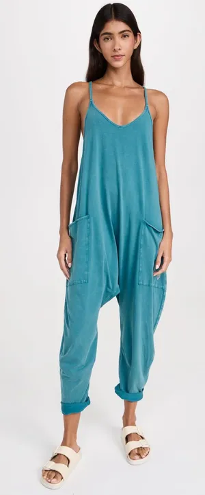 Free People Women's Hot Shot Onesie, Hydro, Blue, M thumbnail 1