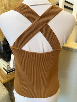 Abercrombie & Fitch Brown Ribbed Crisscross Back Tank Top Size XXL thumbnail 4