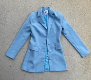 Tiger Mist Baby Blue Blazer XS Y2K Tailored It Girl Jacket thumbnail 1