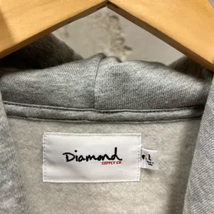 Diamond Skateboards Gray White Logo Pullover Fleece Hoodie Large L NWT Skater thumbnail 3
