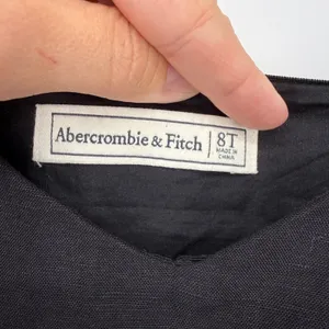 Abercrombie‎ & Fitch Black Linen Blend Off Shoulder Sheath Dress 8T Tall LBD thumbnail 4