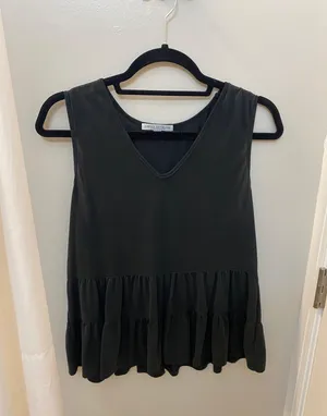 Green Envelope Black Peplum Top thumbnail 1