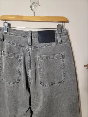 Zara Y2K Gray Wide Leg Tie-Waist Jeans Streetwear Sz 28 thumbnail 5