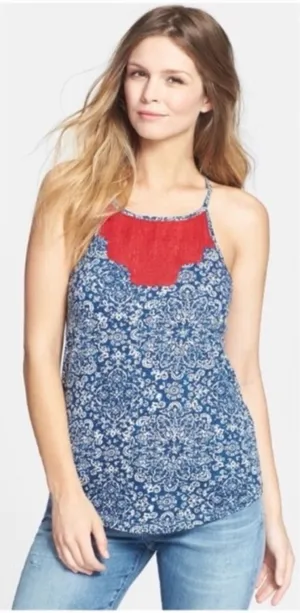 Lucky Brand Red, White and Blue Isabella Tank Top Size‎ M thumbnail 1