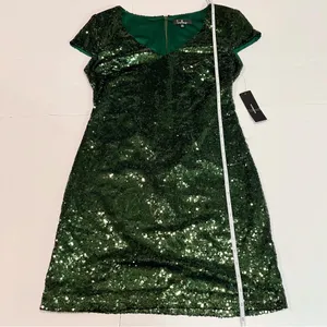 NWT Lulus Kasson Green Sequin Bodycon Mini Dress‎ MEDIUM thumbnail 10