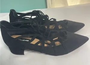Design Lab‎ By Lord & Taylor Black Suede Upper Heels Lace Shoe Size 9.5 BinC thumbnail 1