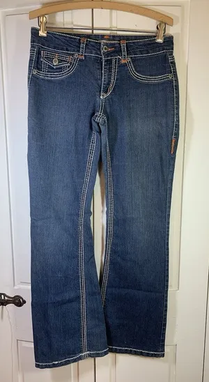 Bongo Jeans Size 7 Women's Boot Cut‎ Embroidered Blue Denim Y2K Festival Western thumbnail 1